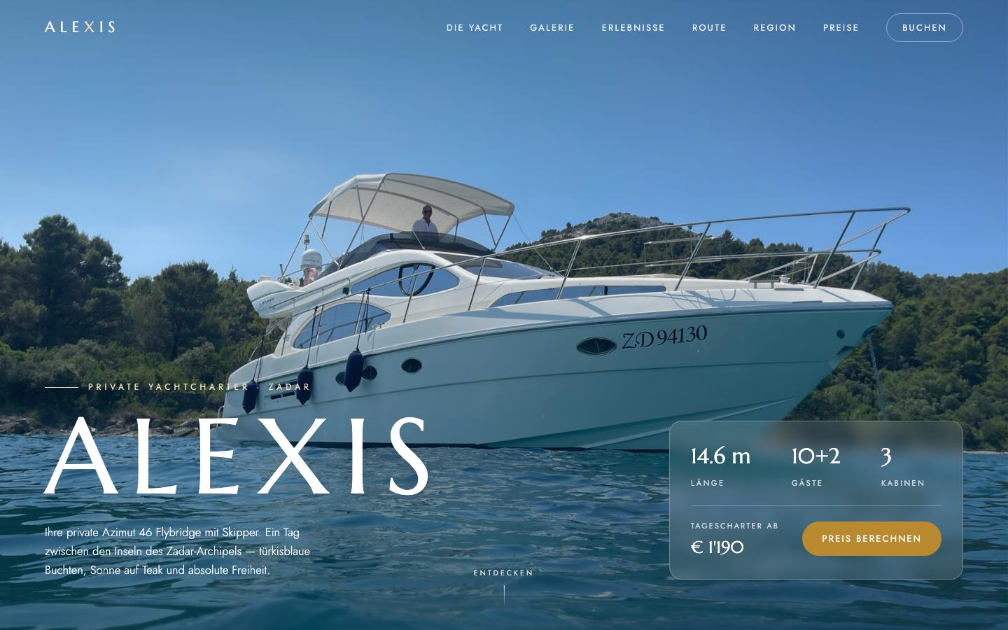 ALEXIS Yachtcharter Entwurf